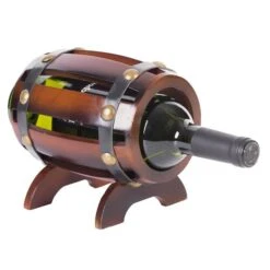 Vintiquewise 1-Bottle Wooden Barrel Shaped Decorative Wine Bottle Holder -Alliedbas Shop 331030643 MainImage 001 l