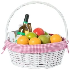 Vintiquewise White Large Basket With Pink Liner And Handle -Alliedbas Shop 331030653 AlternateImage3 l