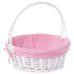 Vintiquewise White Large Basket With Pink Liner And Handle -Alliedbas Shop 331030653 MainImage 001 l