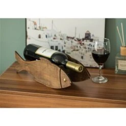 Vintiquewise 1-Bottle Wooden Fish Shaped Decorative Wine Bottle Holder 8 Vintiquewise 1-Bottle Wooden Fish Shaped Decorative Wine Bottle Holder -Alliedbas Shop 331030713 AlternateImage1 l