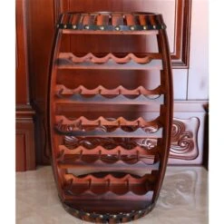 Vintiquewise 23-Bottle Wooden Barrel Shaped Decorative Wine Bottle Holder -Alliedbas Shop 331030801 AlternateImage2 l