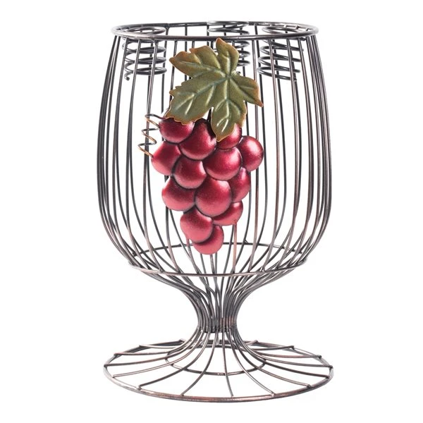 Vintiquewise 3-Bottle Metal Goblet Shaped Decorative Wine Bottle And Cork Holder 4 Vintiquewise 3-Bottle Metal Goblet Shaped Decorative Wine Bottle And Cork Holder - Image 4
