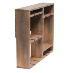 Elegant Designs Bartow Restored Wood Wall Mounted Wood Wine Rack Shelf With Glass Holder