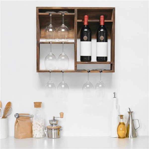 Elegant Designs Bartow Restored Wood Wall Mounted Wood Wine Rack Shelf With Glass Holder 5 Elegant Designs Bartow Restored Wood Wall Mounted Wood Wine Rack Shelf With Glass Holder - Image 5