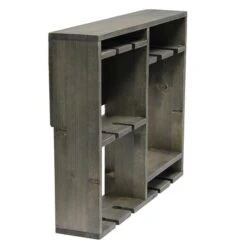 Elegant Designs Bartow Rustic Grey Wall Mounted Wood Wine Rack Shelf With Glass Holder -Alliedbas Shop 331030982 AlternateImage1 l