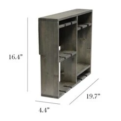 Elegant Designs Bartow Rustic Grey Wall Mounted Wood Wine Rack Shelf With Glass Holder -Alliedbas Shop 331030982 AlternateImage2 l