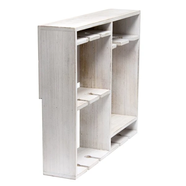 Elegant Designs Bartow White Wash Wall Mounted Wood Wine Rack Shelf With Glass Holder 2 Elegant Designs Bartow White Wash Wall Mounted Wood Wine Rack Shelf With Glass Holder - Image 2
