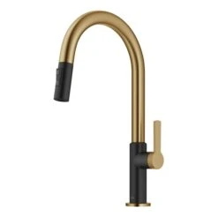Kraus Oletto Brushed Brass/Matte Black 1-handle Deck Mount Pull-down Residential Kitchen Faucet -Alliedbas Shop 331037257 MainImage 001 l