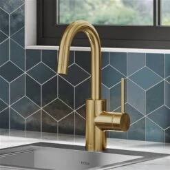 Kraus Oletto Brushed Brass 1-handle Deck Mount Bar And Prep Residential Kitchen Faucet