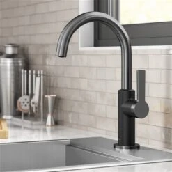 Kraus Oletto Matte Black/Spot Free Black Stainless Steel 1-handle Deck Mount Bar And Prep Residential Kitchen Faucet -Alliedbas Shop 331037260 AlternateImage1 l