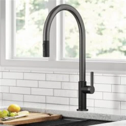 Kraus Oletto Matte Black/Spot Free Stainless Steel 1-handle Deck Mount Pull-down Residential Kitchen Faucet