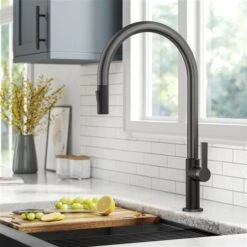 Kraus Oletto Matte Black/Spot Free Stainless Steel 1-handle Deck Mount Pull-down Residential Kitchen Faucet -Alliedbas Shop 331037264 AlternateImage3 l