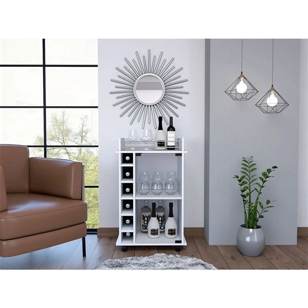 FM Furniture Vegas White Composite Bar Cart 2 FM Furniture Vegas White Composite Bar Cart - Image 2