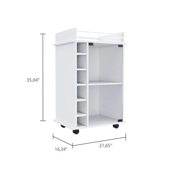 FM Furniture Vegas White Composite Bar Cart 3 FM Furniture Vegas White Composite Bar Cart - Image 3