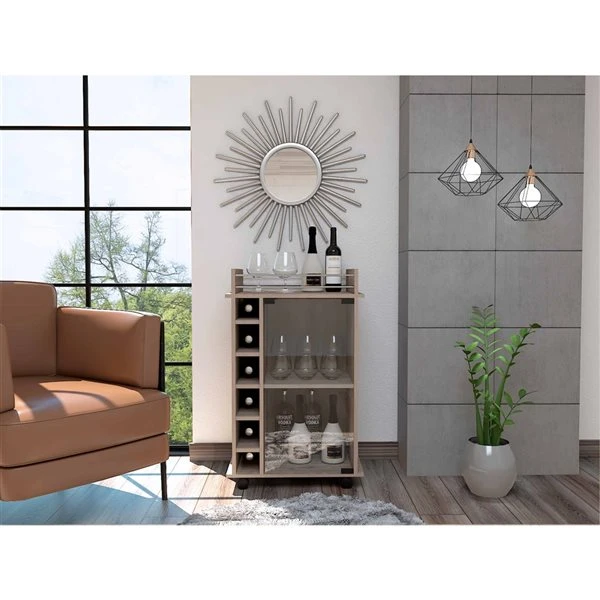 FM Furniture Vegas Light Grey Composite Bar Cart 3 FM Furniture Vegas Light Grey Composite Bar Cart - Image 3