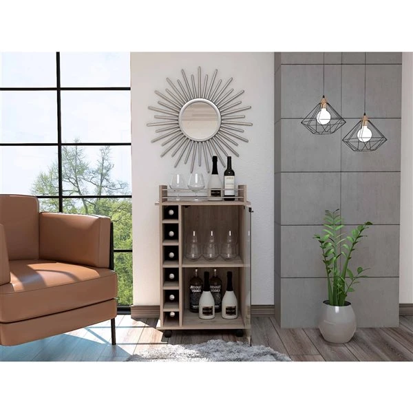 FM Furniture Vegas Light Grey Composite Bar Cart 2 FM Furniture Vegas Light Grey Composite Bar Cart - Image 2