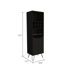 FM Furniture Sheffield Black Composite Bar Cabinet