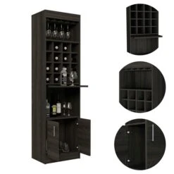 FM Furniture Illinois Carbon Espresso Composite Bar Cabinet