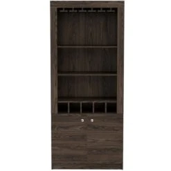 FM Furniture New York Dark Walnut Composite Bar Cabinet
