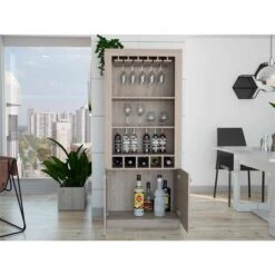 FM Furniture New York Light Grey Composite Bar Cabinet -Alliedbas Shop 331040389 AlternateImage3 l