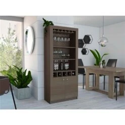 FM Furniture New York Grey Oak Composite Bar Cabinet -Alliedbas Shop 331040400 AlternateImage1 l
