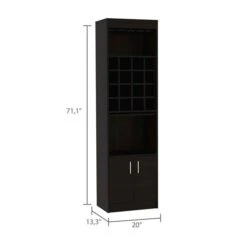 FM Furniture Illinois Black 16-Bottle Composite Wine Cabinet -Alliedbas Shop 331041937 AlternateImage2 l