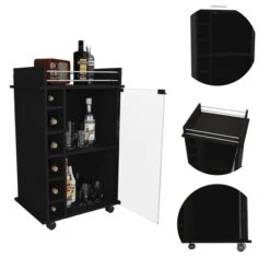 FM Furniture Vegas Black 6-Bottle Composite Wine Cabinet