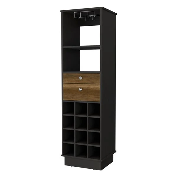 FM Furniture Hype Black Wengue/Walnut 12-Bottle Composite Wine Cabinet 2 FM Furniture Hype Black Wengue/Walnut 12-Bottle Composite Wine Cabinet - Image 2