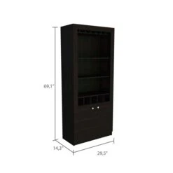 FM Furniture New York Black 5-Bottle Composite Wine Cabinet