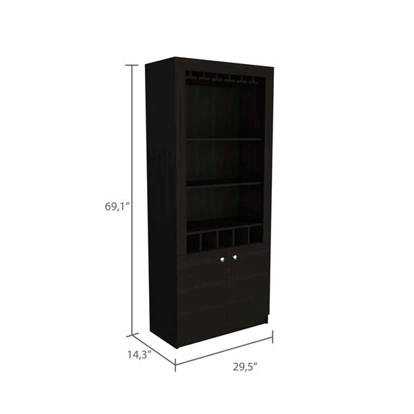 FM Furniture New York Black 5-Bottle Composite Wine Cabinet 1 FM Furniture New York Black 5-Bottle Composite Wine Cabinet