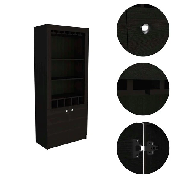 FM Furniture New York Black 5-Bottle Composite Wine Cabinet 2 FM Furniture New York Black 5-Bottle Composite Wine Cabinet - Image 2