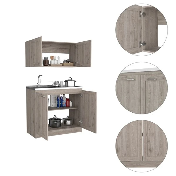 FM Furniture Perseus 39.3-in X 30.8-in X 30.4-in Light Grey Base Cabinet 2 FM Furniture Perseus 39.3-in X 30.8-in X 30.4-in Light Grey Base Cabinet - Image 2