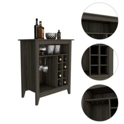 FM Furniture Future Espresso 8-Bottle Wood Wine Cabinet