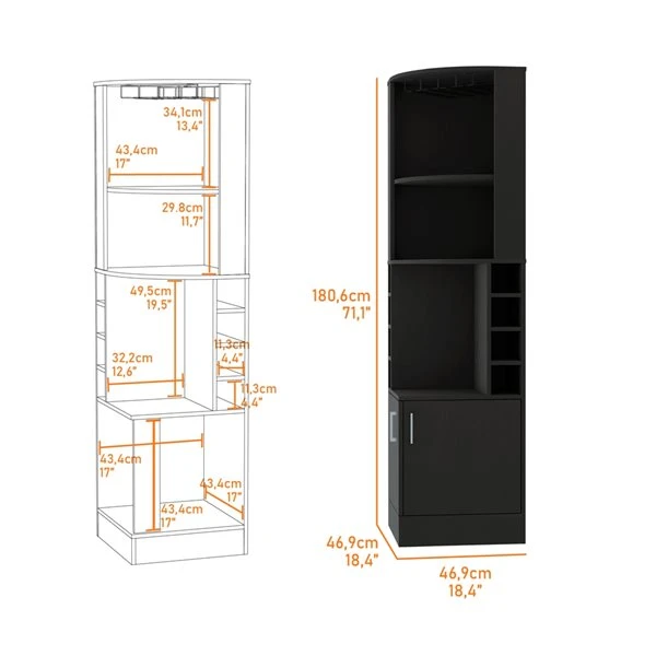FM Furniture Kava Delhi Black 8-Bottle Composite Wine Cabinet 2 FM Furniture Kava Delhi Black 8-Bottle Composite Wine Cabinet - Image 2