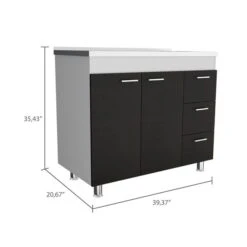 FM Furniture Darien 39.37-in X 35.43-in X 20.67-in White/Black 2-Door Base Cabinet -Alliedbas Shop 331042084 AlternateImage2 l