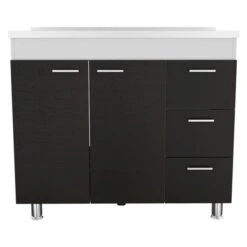 FM Furniture Darien 39.37-in X 35.43-in X 20.67-in White/Black 2-Door Base Cabinet -Alliedbas Shop 331042084 MainImage 001 l