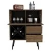 FM Furniture Orchid Mahogany/Black 4-Bottle Composite Wine Cabinet