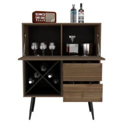 FM Furniture Orchid Mahogany/Black 4-Bottle Composite Wine Cabinet