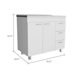 FM Furniture Darien 39.37-in X 35.43-in X 20.67-in White 2-Door Base Cabinet