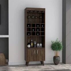 FM Furniture Edessa Dark Walnut 12-Bottle Composite Wine Cabinet -Alliedbas Shop 331042131 AlternateImage1 l