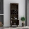 FM Furniture Edessa Dark Walnut 12-Bottle Composite Wine Cabinet