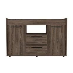FM Furniture Ilumina Dark Walnut 0-Bottle Wood Wine Cabinet