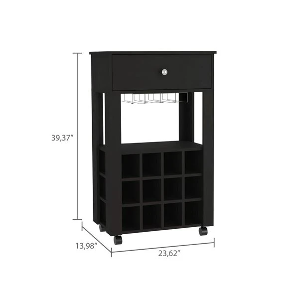 FM Furniture Ace Black 12-Bottle Composite Wine Cabinet 2 FM Furniture Ace Black 12-Bottle Composite Wine Cabinet - Image 2