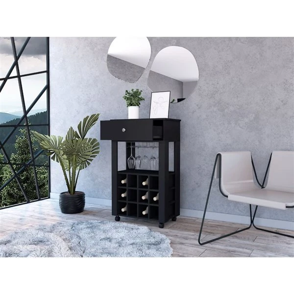 FM Furniture Ace Black 12-Bottle Composite Wine Cabinet 5 FM Furniture Ace Black 12-Bottle Composite Wine Cabinet - Image 5