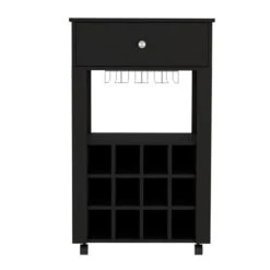 FM Furniture Ace Black 12-Bottle Composite Wine Cabinet 8 FM Furniture Ace Black 12-Bottle Composite Wine Cabinet -Alliedbas Shop 331042144 MainImage 001 l