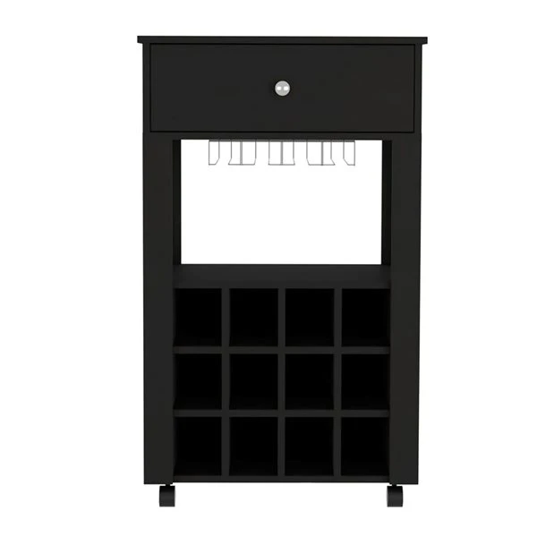 FM Furniture Ace Black 12-Bottle Composite Wine Cabinet 4 FM Furniture Ace Black 12-Bottle Composite Wine Cabinet - Image 4