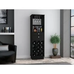 FM Furniture Hype Black 12-Bottle Composite Wine Cabinet 9 FM Furniture Hype Black 12-Bottle Composite Wine Cabinet -Alliedbas Shop 331042151 AlternateImage1 l