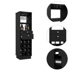 FM Furniture Hype Black 12-Bottle Composite Wine Cabinet 8 FM Furniture Hype Black 12-Bottle Composite Wine Cabinet -Alliedbas Shop 331042151 AlternateImage3 l