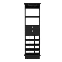 FM Furniture Hype Black 12-Bottle Composite Wine Cabinet
