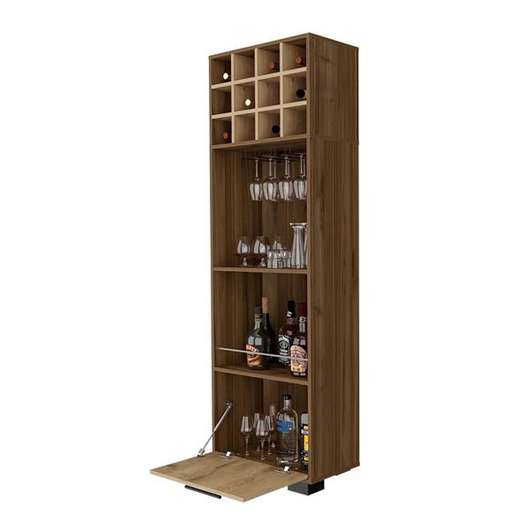 FM Furniture Aubree Mahagony/Macadamia 12-Bottle Composite Wine Cabinet 2 FM Furniture Aubree Mahagony/Macadamia 12-Bottle Composite Wine Cabinet - Image 2